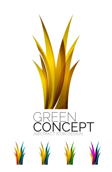 Set eko abstrak ikon tanaman, bisnis logotype alam konsep hijau, desain geometris bersih modern - Stok Vektor