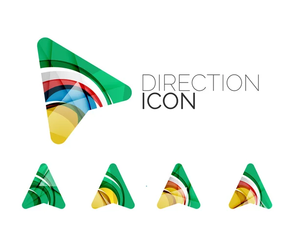 Set di icone direzionali astratte freccia, business logotipo gps concetti, pulito design geometrico moderno — Vettoriale Stock