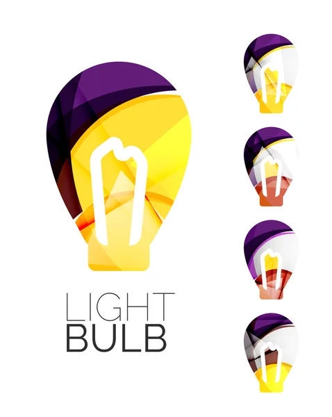 Set of abstract light bulb icons, business logotype idea concepts, clean modern geometric design — Stock Vector