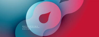 Soyut sıvı şekiller, canlı renklerin karışımı. Gradyan arka plan modern tasarım yaratır. Düz eğriler, üst üste binen katmanlar görsel ahenk sunar.