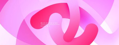 Soyut pembe tasarım. Akan kurdeleler dinamik bileşim yaratır. Yumuşak eğimler, modern estetik, uygun arkaplan ögesi.