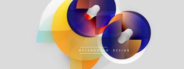 Soyut şekiller örtüşüyor, canlı renk değişimleri yaratıyor. Modern tasarım elementleri dinamik bileşimi, pürüzsüz geçişleri önerir.