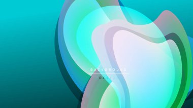 Soyut akışkan şekiller, turkuaz renkler koyu arkaplan ile harmanlanır. Modern tasarım akıcılık, ışık ve derinliği çağrıştırıyor..