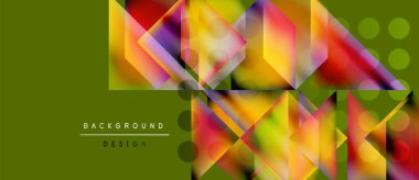 Abstract geometric design. Vibrant colors blend, creating dynamic visual texture. Shapes overlap, forming modern background.