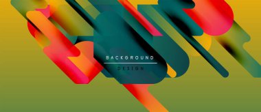 Soyut canlı katmanlar örtüşüyor. Sarı, kırmızı, yeşil renkler dinamik görsel efekt yaratır. Arka planlar için modern tasarım ögesi.