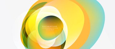 Soyut renkli katmanlar dinamik dairesel tasarım yaratır. Parlak gradyanlar harmanlanarak modern arkaplan ögesi oluşturur. Minimalist metin mevcut.