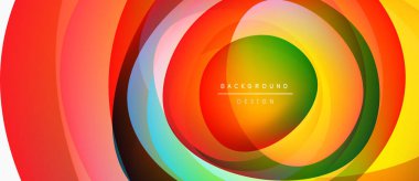 Abstract vibrant layers create circular design. Colors blend, forming dynamic visual effect. Modern background suitable for various projects.