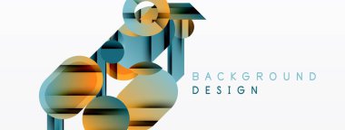 Soyut geometrik şekiller, mavi, turuncu renkler. Modern tasarım elementleri dinamik görsel doku oluşturur. Minimalist tarz, temiz kompozisyon.