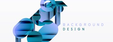 Soyut geometrik şekiller örtüşerek dinamik mavi gradyan bileşimi oluşturur. Minimalist tasarım modern arka planlara uyar.