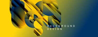 Soyut geometrik şekiller canlı gradyan arkaplan oluşturur. Sarı, mavi, yeşil renkler kusursuz bir şekilde harmanlanır. Modern tasarım ögesi.