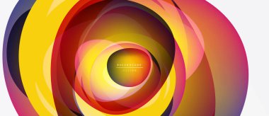 Soyut renkli katmanlar dinamik dairesel desen oluşturur. Canlı gradyanlar hareket, derinlik ve modern tasarım estetiğini akla getiriyor.