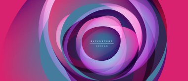 Soyut eşmerkezli daireler, canlı mor renkler, mor renkler. Dinamik girdap motifi modern arka plan tasarımı yaratır. Yumuşak gradyanlar, büyüleyici görsel efektler.