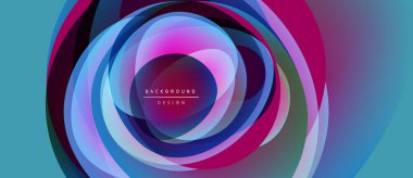 Soyut dairesel katmanlar, canlı renkler, modern tasarım. Eşmerkezli şekiller dinamik görsel efektler yaratır. Metin arkaplan tasarımı okur.