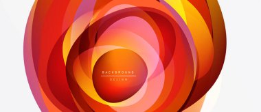 Soyut dairesel katmanlar, canlı turuncu renkler, modern tasarım. Metin, arkaplan tasarımını merkezi biçimde okur. Minimalist estetik.