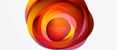 Soyut dairesel tasarım. Katmanlar, güneşe ya da çiçeğe benzeyen sıcak renk değişimi yaratır. Modern arkaplan ögesi.