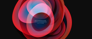 Soyut çiçek tasarımı. Üstüste binen şeffaf yapraklar canlı kırmızı, pembe, mavi renkler yaratır. Modern arkaplan ögesi.