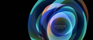 Soyut eşmerkezli çemberler, canlı renklerin karışımı. Tasarım metin arkaplanı, tasarım içerir. Modern estetik, basit kompozisyon.