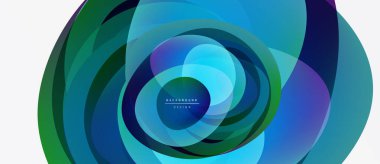 Soyut dairesel tasarım. Canlı mavi, yeşil renkler harmanlanmış. Modern arka plan dinamik enerjiyi, pürüzsüz geçişleri çağrıştırıyor. Metin arkaplan tasarımı okur.