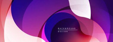Soyut sıvı şekilleri örtüşür, canlı mor, pembe, beyaz gradyanlar yaratır. Modern tasarım hareketi çağrıştırıyor, derinliği.