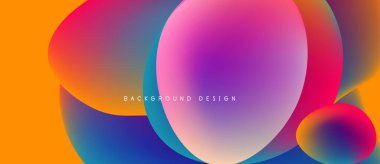 Soyut renkli tasarım, üst üste binen daireler, gradyanlar. Canlı renkler harmanlanır ve dinamik görsel efekt yaratır. Modern arkaplan dokusu.