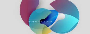 Soyut renkli şekiller çakışıyor. Gradyan renkler dinamik görsel efekt yaratır. Arkaplan ve sunumlar için modern tasarım ögesi.