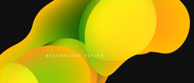 Soyut sıvı şekilleri, canlı sarı, turuncu, yeşil gradyanlar. Arka planlar ve sunumlar için modern tasarım öğesi. Yumuşak geçişler, dinamik kompozisyon.