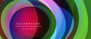 Soyut renkli çemberler dinamik görsel efektler yaratıyor. Metin, arkaplan tasarımını merkezi biçimde okur. Modern, canlı kompozisyon.