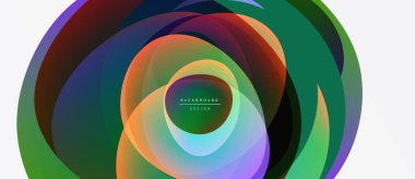 Soyut renkli katmanlar dairesel tasarım yaratır. Canlı renkler harmanlanır, dinamik görsel efekt oluşturur. Modern grafik ögesi.