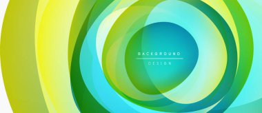 Soyut katmanlı daireler, canlı yeşil renkler. Modern tasarım, pürüzsüz gradyanlar dinamik görsel efekt yaratır. Minimalist kompozisyon.