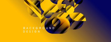 Soyut geometrik şekiller, canlı sarı ve donanma eğilimlerini harmanlarlar. Modern tasarım dinamik hareket, derinlik öneriyor. Metin arkaplan tasarımı okur.