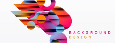 Soyut renkli şekiller örtüşür, dinamik bileşim yaratır. Modern tasarım öğeleri yenilik, enerji, görsel ilgi.