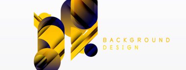 Soyut geometrik şekiller, canlı sarı, koyu mavi renkler. Arka planlar ve sunumlar için modern tasarım öğesi. Temiz, minimalist estetik.
