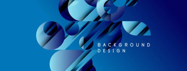 Soyut mavi tasarım geometrik şekiller, silindirler, katmanlar içerir. Gradyan efektli modern arkaplan, metin arkaplan tasarımı okuyor.