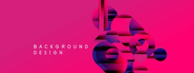 Soyut pembe arkaplan özellikleri üst üste binen geometrik şekiller. Gradyan renkler dinamik görsel efekt yaratır. Modern tasarım ögesi.