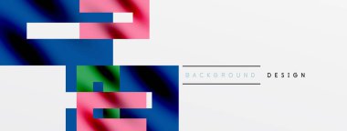 Soyut geometrik şekiller, canlı renkler, modern tasarım. Beyaz alan kompozisyona hakim, temiz estetik yaratıyor..