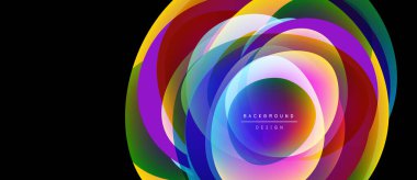 Soyut renkli katmanlar dinamik dairesel tasarım yaratır. Parlak renkler harmanlanır, canlı görsel deneyimler oluşturur. Modern arkaplan ögesi.