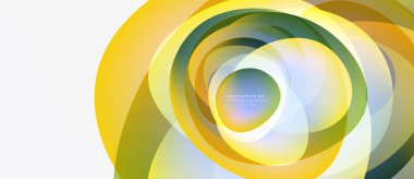 Soyut dairesel tasarım. Sarı, yeşil renkler harmanlanarak, dinamik görsel efekt yaratır. Sunumlar ve grafikler için modern arkaplan uygun.