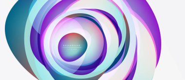Soyut eşmerkezli çemberler. Canlı renkler harmanlanarak, dinamik görsel efekt yaratır. Modern tasarım, arka planlar için uygun.