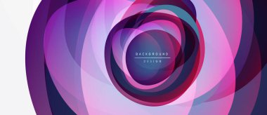 Soyut girdap katmanları, canlı pembeler, morlar, beyaz alan. Modern tasarım ögesi, dinamik bileşim, dairesel desen.
