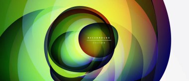 Soyut renkli katmanlar girdap oluşturur. Gradyan gölgeler harmanlanarak, dinamik görsel efekt oluşturur. Modern tasarım ögesi.