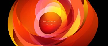 Soyut turuncu tasarım. Dönen şekiller dinamik görsel efekt yaratır. Metin arka plan tasarımı okur. Sıcak tonlar kompozisyona hakim.