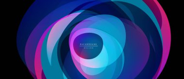 Soyut katmanlar girdap oluşturur, renkli tasarım. Mavi, pembe, cyan renkleri harmanlanarak dinamik görsel efekt oluşturur. Modern, canlı kompozisyon.