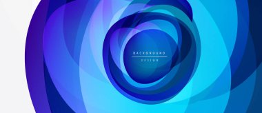 Soyut eşmerkezli çemberler, mavi renkler baskın. Orta metin arkaplan tasarımı okuyor. Modern, dinamik görsel kompozisyon.