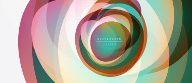 Soyut renkli katmanlar girdap oluşturur. Modern tasarım konsantre daireler, canlı renkler, dinamik kompozisyon içerir..