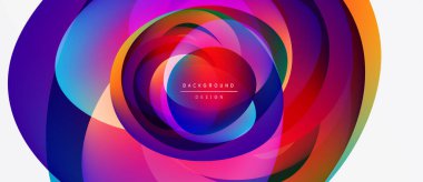 Soyut renkli girdap tasarımı. Canlı katmanlar dinamik görsel efekt yaratır. Projeler için modern arkaplan ögesi.