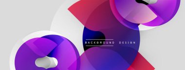 Soyut şekiller örtüşüyor, canlı renk değişimleri yaratıyor. Modern tasarım pürüzsüz geçişler, açık gölgeler, basit geometri içerir.