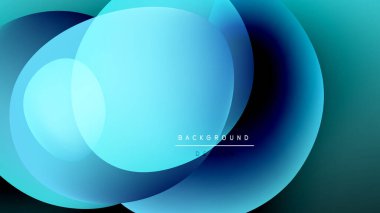 Soyut mavi şekiller siyah arkaplanla örtüşüyor. Renkler modern tasarım yaratır, pürüzsüz geçişler görünür. Minimalist estetik.