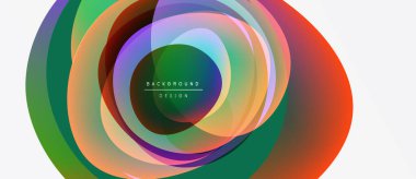 Soyut renkli katmanlar dinamik dairesel tasarım yaratır. Modern gradyanlar, pürüzsüz geçişler, canlı renkler görsel ahenk sunar.