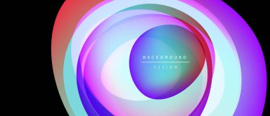 Soyut renkli katmanlar dinamik görsel efekt yaratır. Gradyan renkler harmanlanarak dairesel bileşim oluşturuyor. Modern tasarım ögesi.