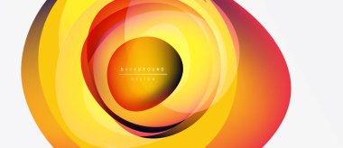 Soyut eşmerkezli daireler, canlı sarı, turuncu renkler. Modern tasarım ögesi, temiz arkaplan, sunumlar için uygun.